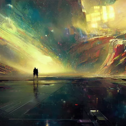 Image similar to The Loneliness of the Cosmic Artist, paint by Wadim Kashin