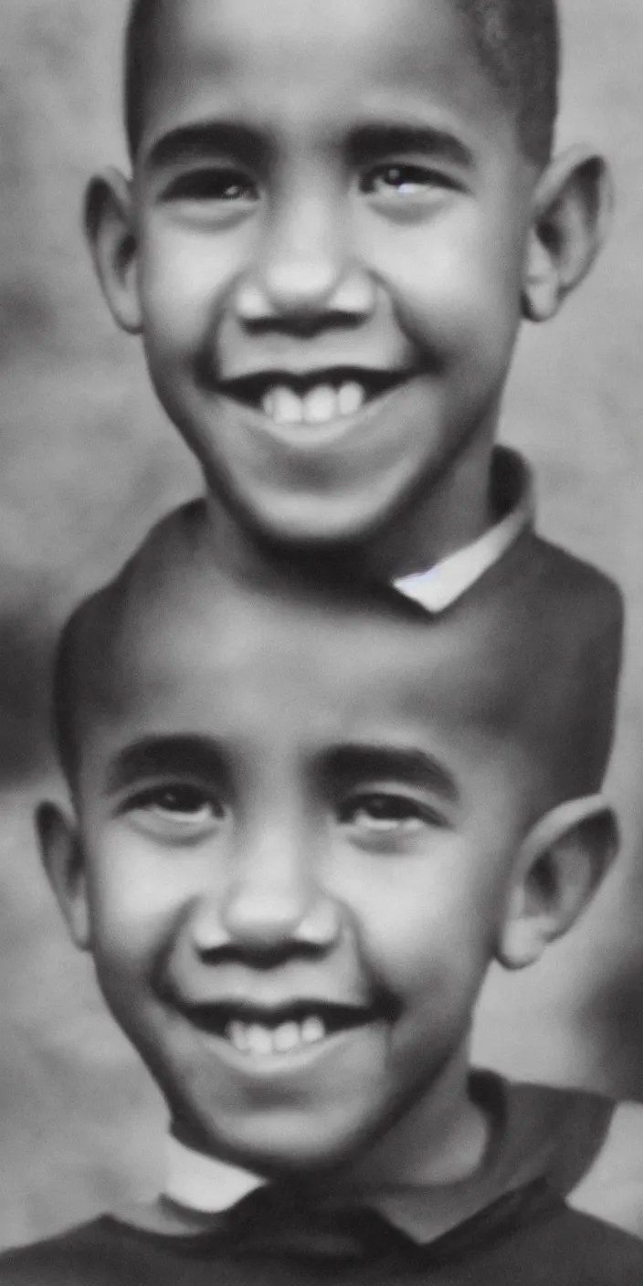 Image similar to character portrait close - up barack obama as a young child