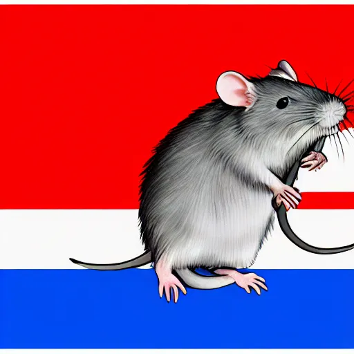 Image similar to rat in tokyo waving japan flag, digital painting