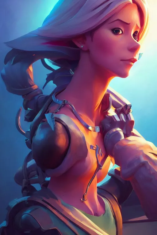 Image similar to epic lady portrait stylized as fornite style game design fanart by concept artist gervasio canda, behance hd by jesper ejsing, by rhads, makoto shinkai and lois van baarle, ilya kuvshinov, rossdraws radiating a glowing aura global illumination ray tracing hdr render in unreal engine 5