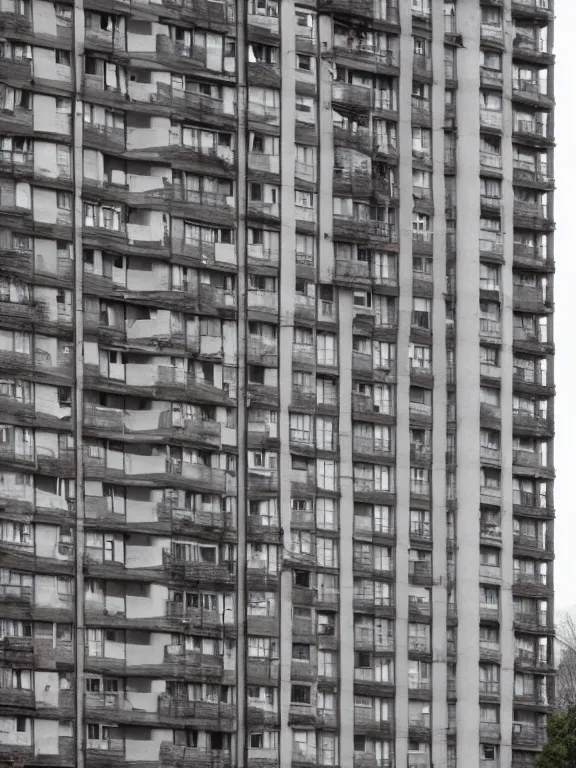 Prompt: Photo of Soviet apartment building, full object