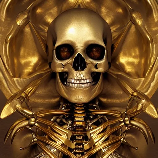 Image similar to human skeleton made of gold and silver covered with blood, ultra realistic, concept art, intricate details, highly detailed, photorealistic, octane render, 8 k, unreal engine. art by artgerm and greg rutkowski and alphonse mucha