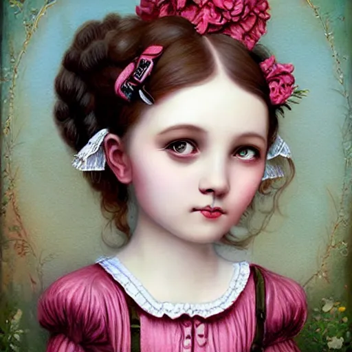 Prompt: a cute victorian girl illustration, 8 k, by roby dwi antono, by mark ryden