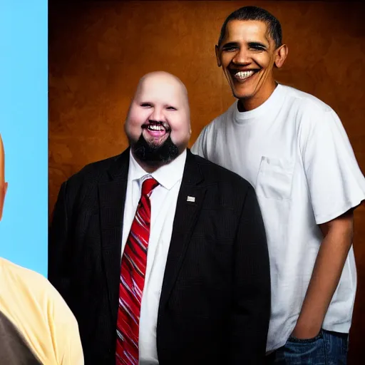 Image similar to an image of two humans. the first human is markus persson. the second human is barack obama. mojang, notch.