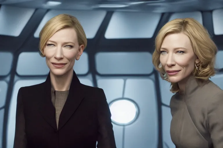 Prompt: cate blanchett on the bridge of a starship,anume style