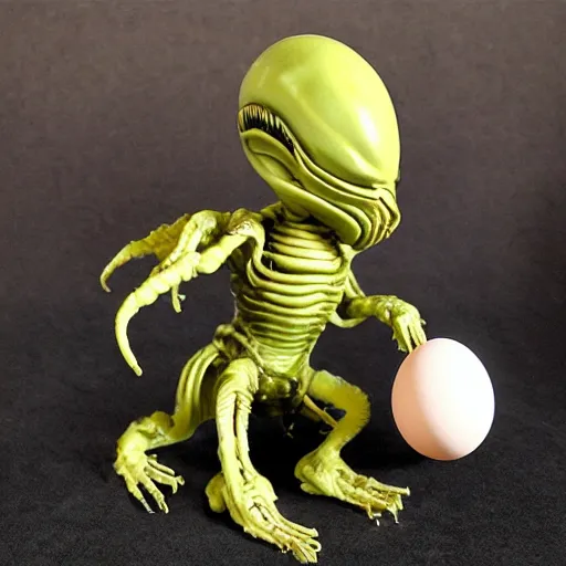 Prompt: classic xenomorph carrying egg with facehugger realistic high detail