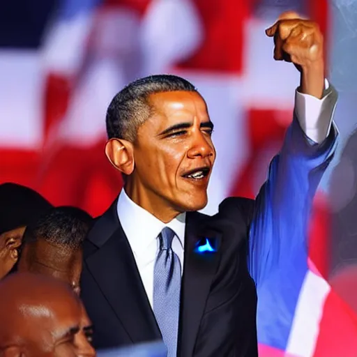 Prompt: barack obama holding the bi flag