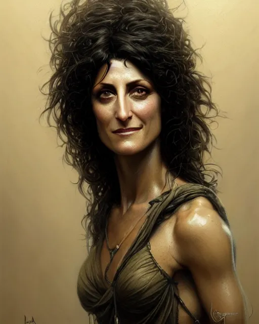 Image similar to lisa edelstein, character portrait, portrait, close up, concept art, intricate details, highly detailed by greg rutkowski, michael whelan and gustave dore