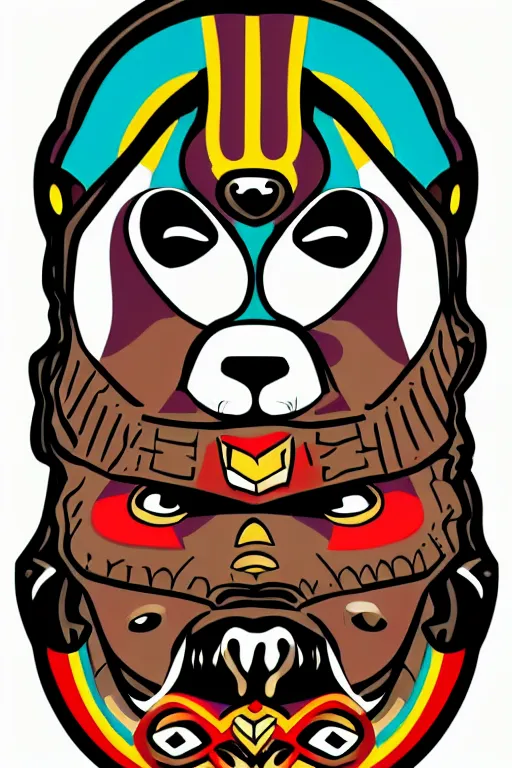 Image similar to Portrait of a panda as a Mexican wrestler, sticker, colorful, illustration, highly detailed, simple, smooth and clean vector curves, no jagged lines, vector art, smooth