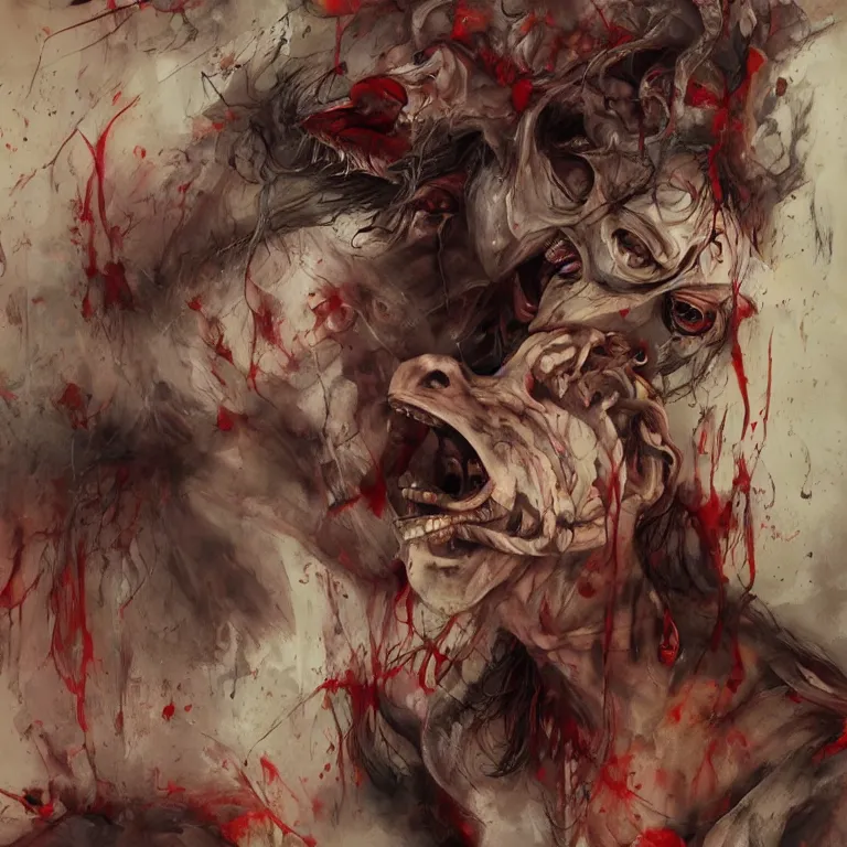 Image similar to screaming japanese demon in the style of adrian ghenie, 3 d render, esao andrews, jenny saville, surrealism, dark art by james jean, ross tran