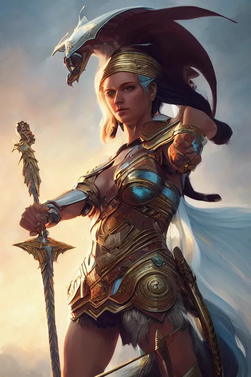 Image similar to amazon valkyrie athena, d & d, fantasy, portrait, highly detailed, headshot, digital painting, trending on artstation, concept art, sharp focus, illustration, art by artgerm and greg rutkowski and magali villeneuve