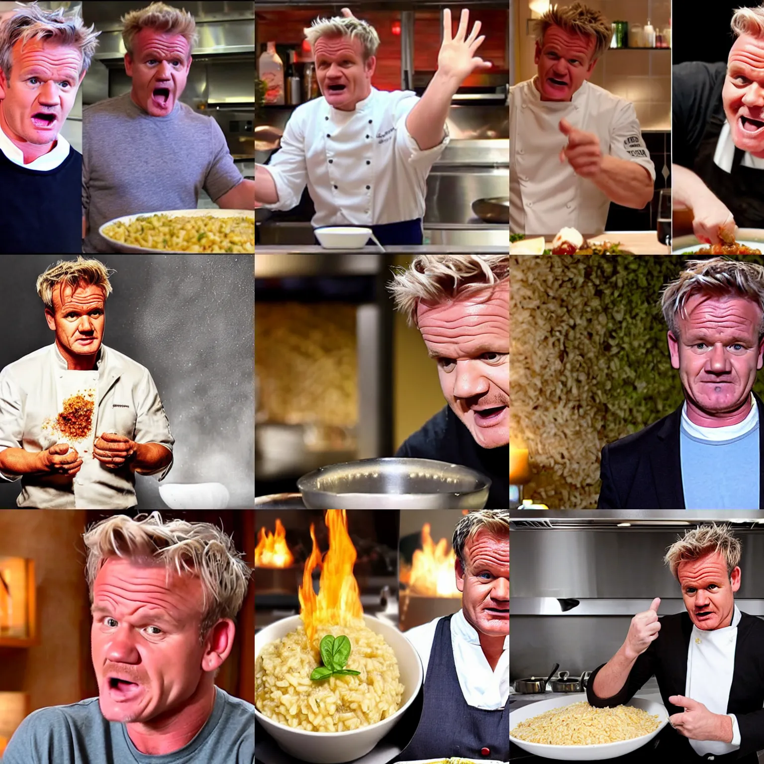 Gordon Ramsay frying minions on a pan, photorealistic, Stable Diffusion