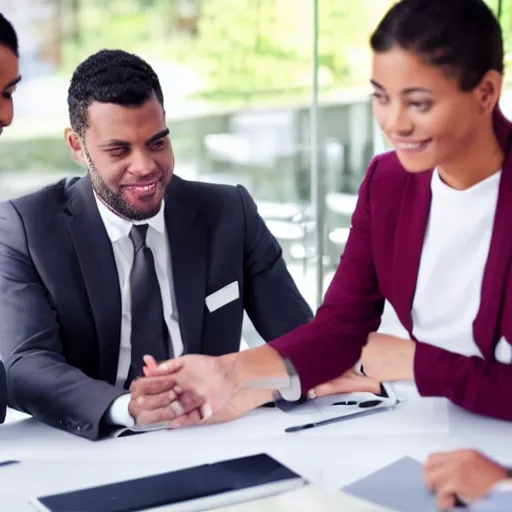 Prompt: highly detailed image 2 people in business meeting