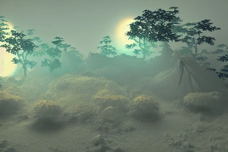 Prompt: origami japanese scenery, volumetric lighting