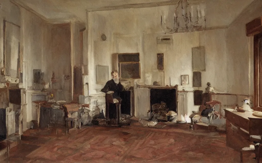 Image similar to a painting of a room in norway in 1 9 0 0, oil on canvas, by edelfelt