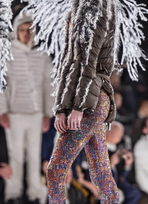 Image similar to hyperrealistic and heavy detailed moncler runway show of walmart, leica sl 2 5 0 mm, vivid color, high quality, high textured, real life