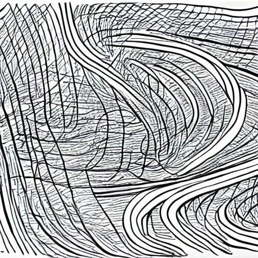 Image similar to continuous single line contour - drawing of neo matrix, pen on white paper