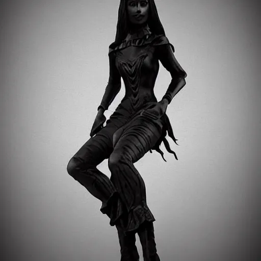 Image similar to a woman in a black dress and boots, a statue by huang ji, pinterest contest winner, gothic art, gothic, daz 3 d, goth