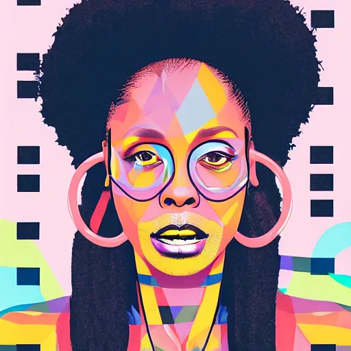 Image similar to Erykah Badu profile picture by Sachin Teng, asymmetrical, Organic Painting , Matte Painting, geometric shapes, hard edges, graffiti, street art:2 by Sachin Teng:4