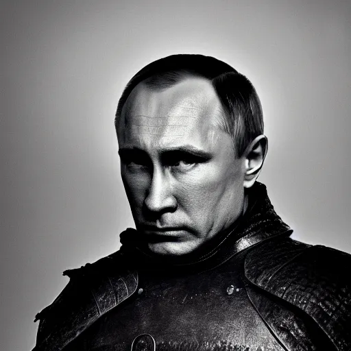 Prompt: A badass portrait photo of putin Based upon the popular Game of Thrones character, award winning photography, sigma 85mm Lens F/1.4, blurred background, perfect faces