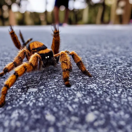 Prompt: photo of a tarantula in a shoe