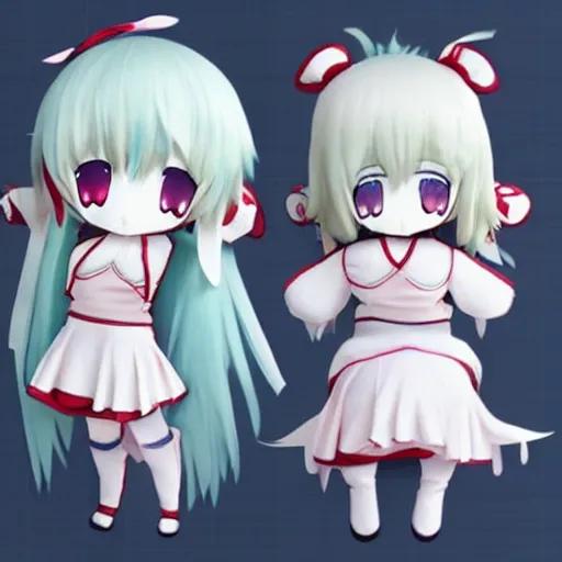 Image similar to cute fumo plush of a chibi girl who is losing her sanity, anime girl