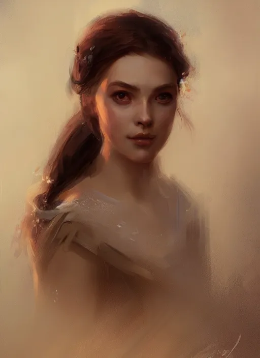 Image similar to A portrait of a dreamy princess in the style of Greg Rutkowski, in the style of Charles Sillem Lidderdale, artstation, high quality art