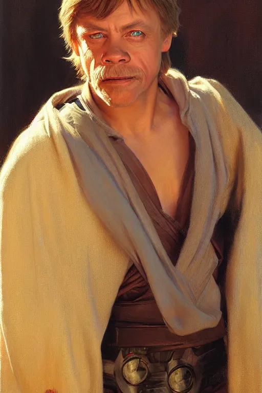 Image similar to detailed portrait of a teen mark hamill dressed as jedi, painting by gaston bussiere, craig mullins, j. c. leyendecker