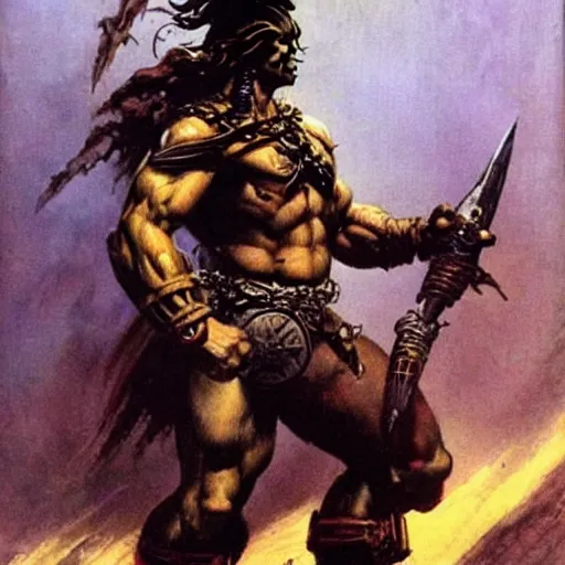 Prompt: warrior by Frank Frazetta,fantasy artwork,bold,striking,high quality!!!!!,masterpiece!!!!