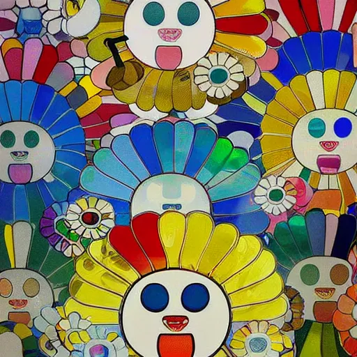 Image similar to sun shining through clouds, Takashi Murakami, Minimalist,