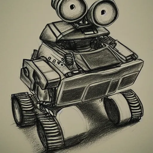 Prompt: detailed pencil sketch of Wall-e as a mecha