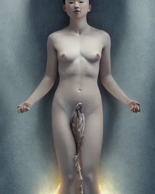 Image similar to justin sun as a god aphrodite, weta hyperrealism cinematic lighting and composition