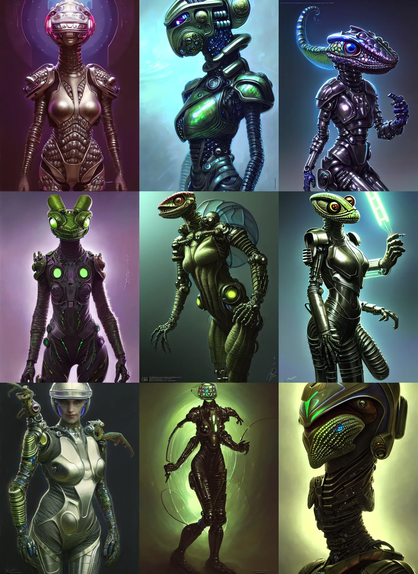 a anthropomorphic cyber chameleon wearing scifi armor, | Stable ...