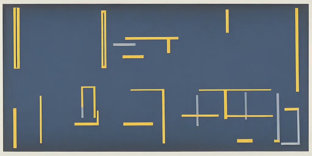 Image similar to blueprint of a clock, josef albers, brushstrokes, white lines, oil painting