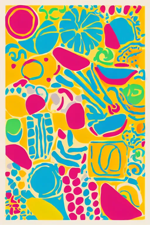 Image similar to minimalist boho style art of colorful flours, in the style of matisse, illustration, vector art