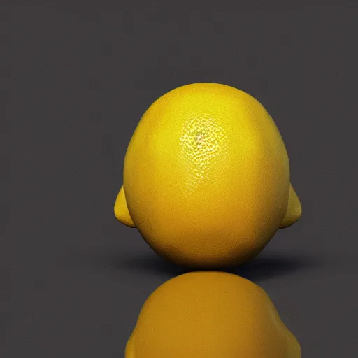 Image similar to a high quality render of a low poly lemon,