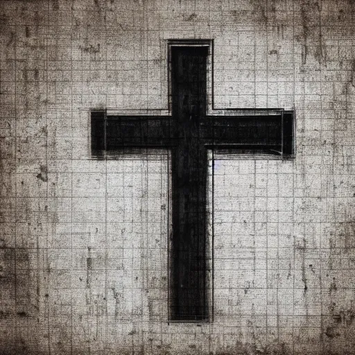 Prompt: render of an overgrown christian cross realistic vintage 8 k glossy hd
