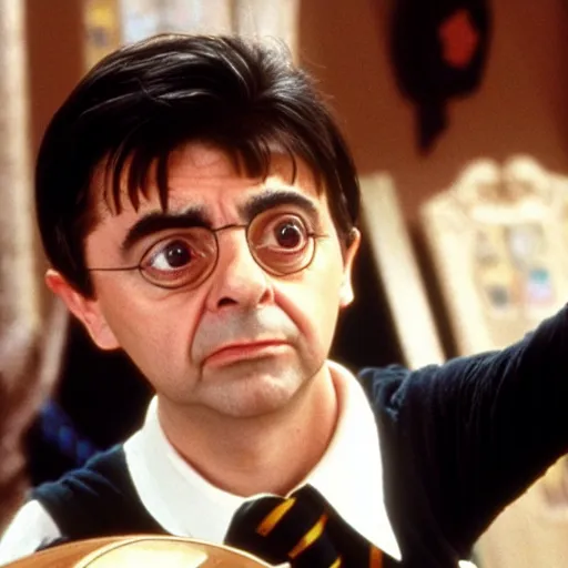 Image similar to Rowan Atkinson as Harry Potter