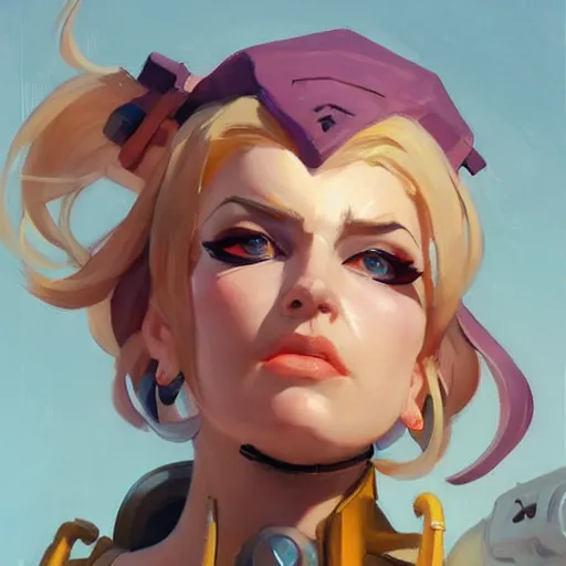 Image similar to greg manchess portrait painting of alice zuberg as overwatch character, medium shot, asymmetrical, profile picture, organic painting, sunny day, matte painting, bold shapes, hard edges, street art, trending on artstation, by huang guangjian and gil elvgren and sachin teng