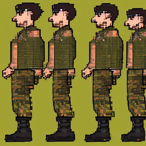 Image similar to 2d sprite sheet of soldier walking