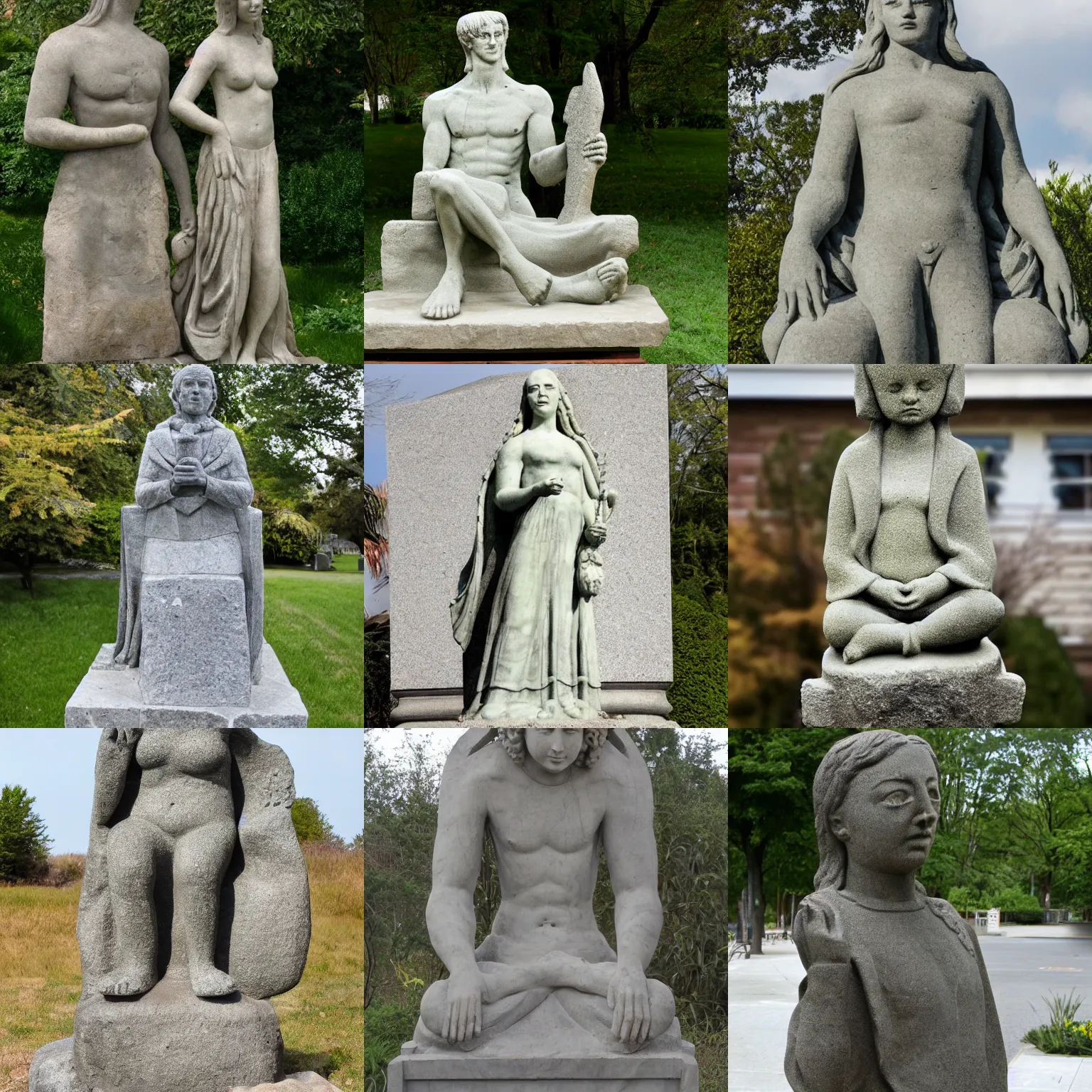 Prompt: stone statue that is a tribute to the superior gender