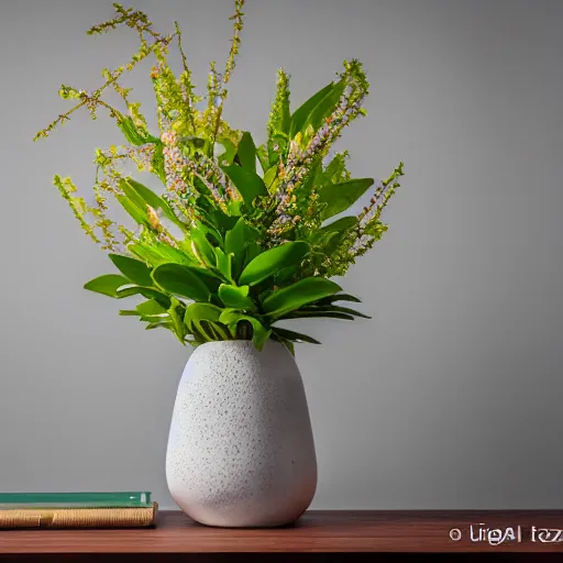 Image similar to a photo of 8k Ikebana in flower vase, wide angle, sony a7r3, ultra detail, photorealistic, in simple background