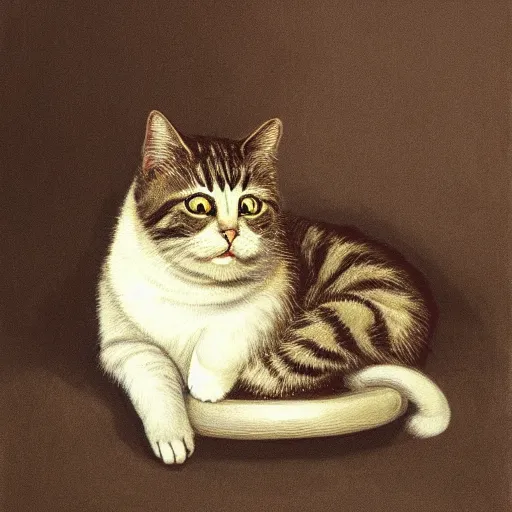 Image similar to portrait of a young disillusioned cat, drained of energy by the artistic struggle, by louis wain and johanna martine, trending on artstation