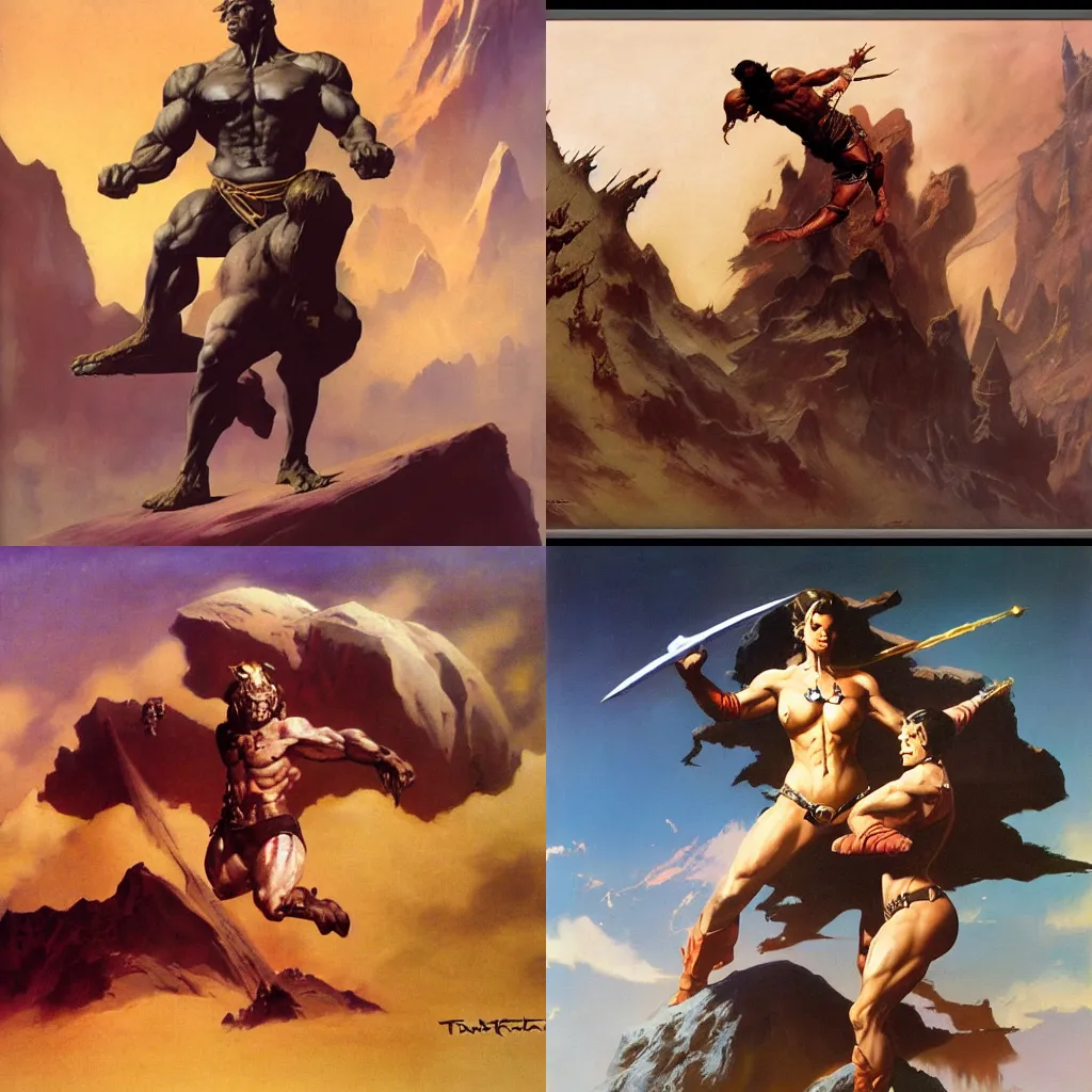 Prompt: TheLegend27, by Frank Frazetta, matte painting, trending on pixiv, detailed