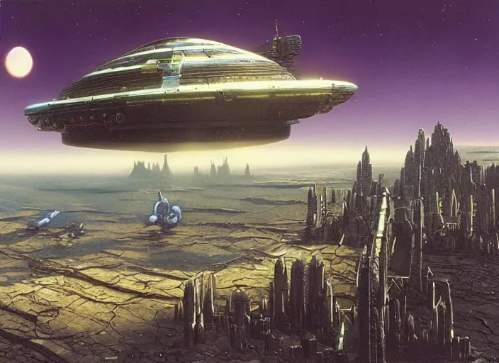 Prompt: cinematic matte painting, peter elson, chris foss, angus mckie, terran trade authority