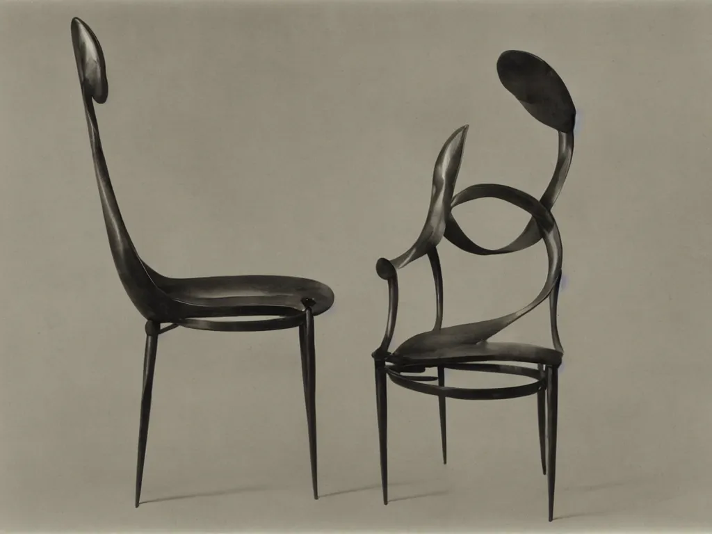 Image similar to luminescent gothic chair with ear. karl blossfeldt