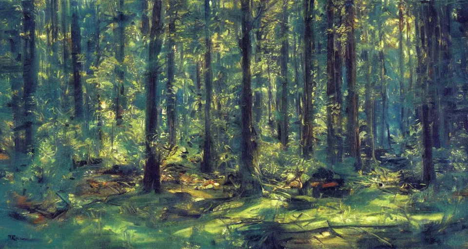 Image similar to dark forest, oil painting, vivid colors, brush strokes, elegant, highly detailed, by richard schmid and john singer sargent