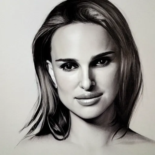Prompt: beautiful young natalie portman with artist sketch closeup