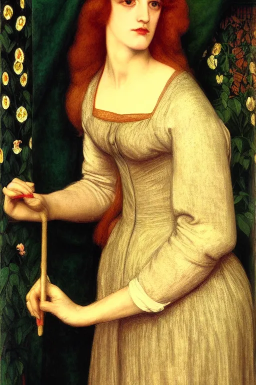 Prompt: lady, painting by rossetti
