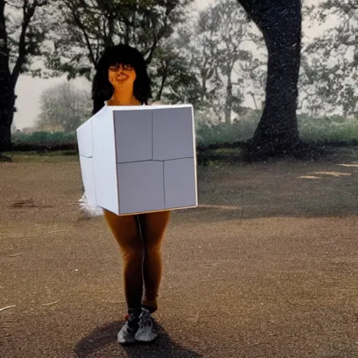 Image similar to photograph of a person shaped like a cube